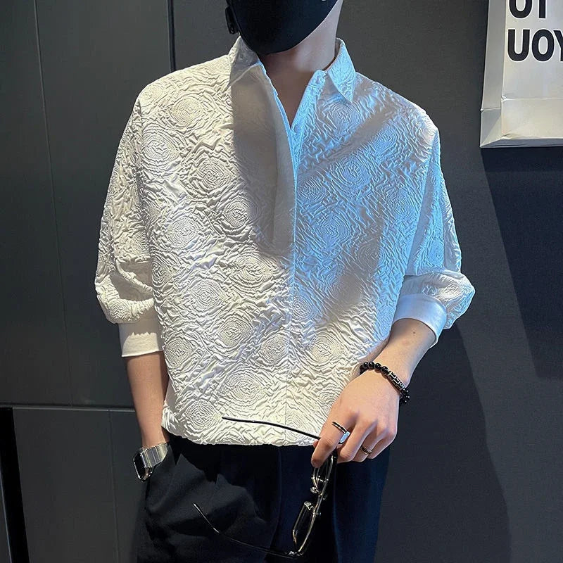 Man Shirt Graphic Half Sleeve Shirts For Men White New In Fashion 2024 Xxl Elegant With Sleeves Tops Trend S Luxury Social I