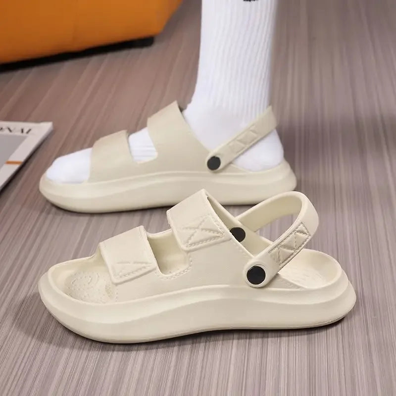 High Quality Summer Fashion Solid Color Convenient Men's Lightweight Slip on Casual Wear Resistant Large Size Sandals