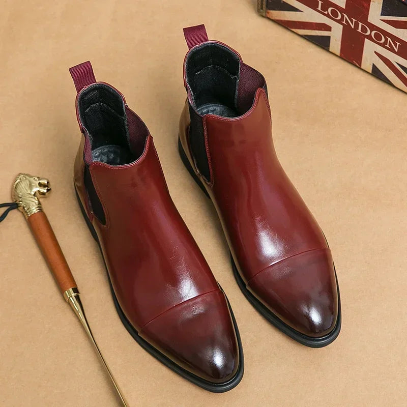 Luxury Brand Men's Chelsea Boots New Outdoor Red Sole Square Shoes Handmade Toe Business Ankle Boots for Men Dress Boots 2024