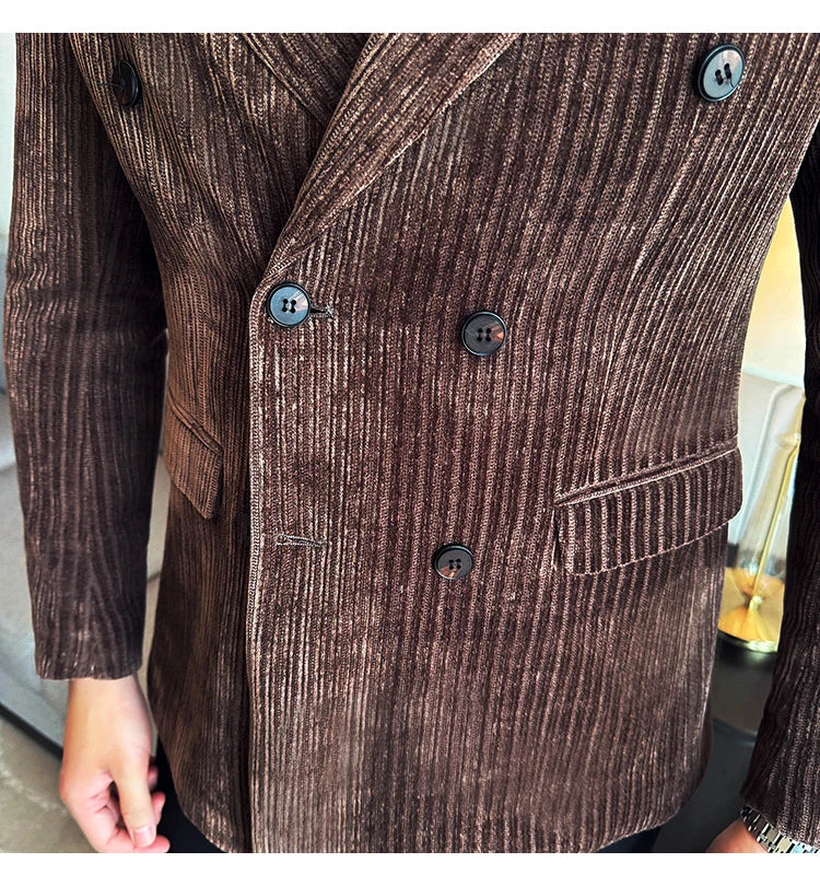 Luxury Velvet Men Blazers Autumn Winter Casual Business Suit Jackets Slim Fit Double-breasted Banquet Party Wedding Dress Jacket