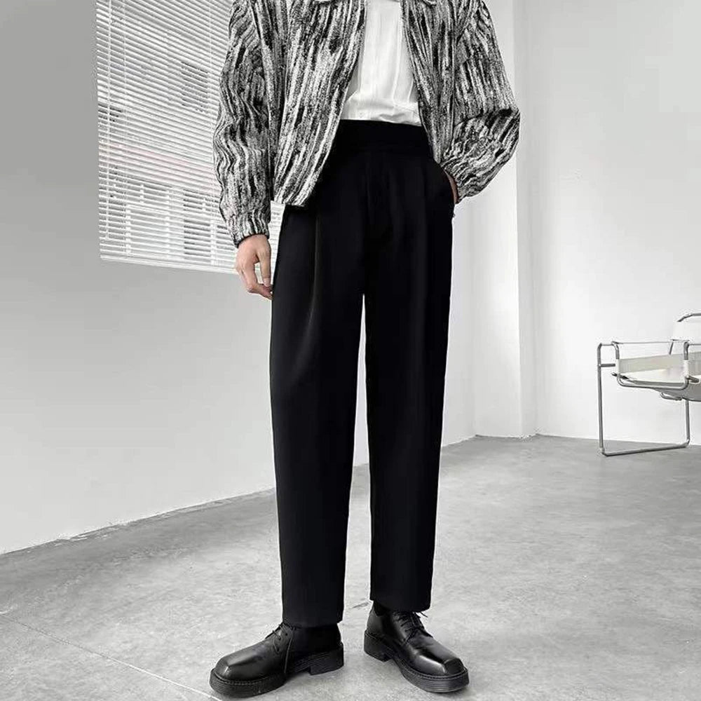 Mens Suit Pants Hook Loop Casual Pants Streetwear Fashion Youth Campus Casual All-Match Straight Pants Men'S Clothing 2025 New