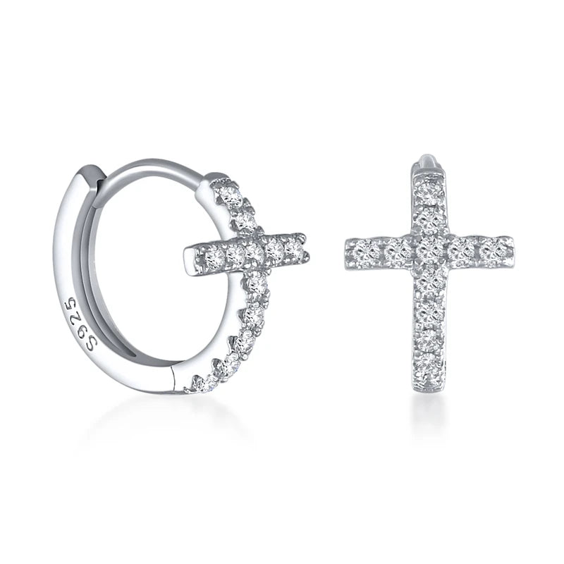 CANNER White Zircon Simple Love Round Earring For Women 925 Sterling Silver Earrings Hoops Pendiente Plata Piercing Gold Jewelry