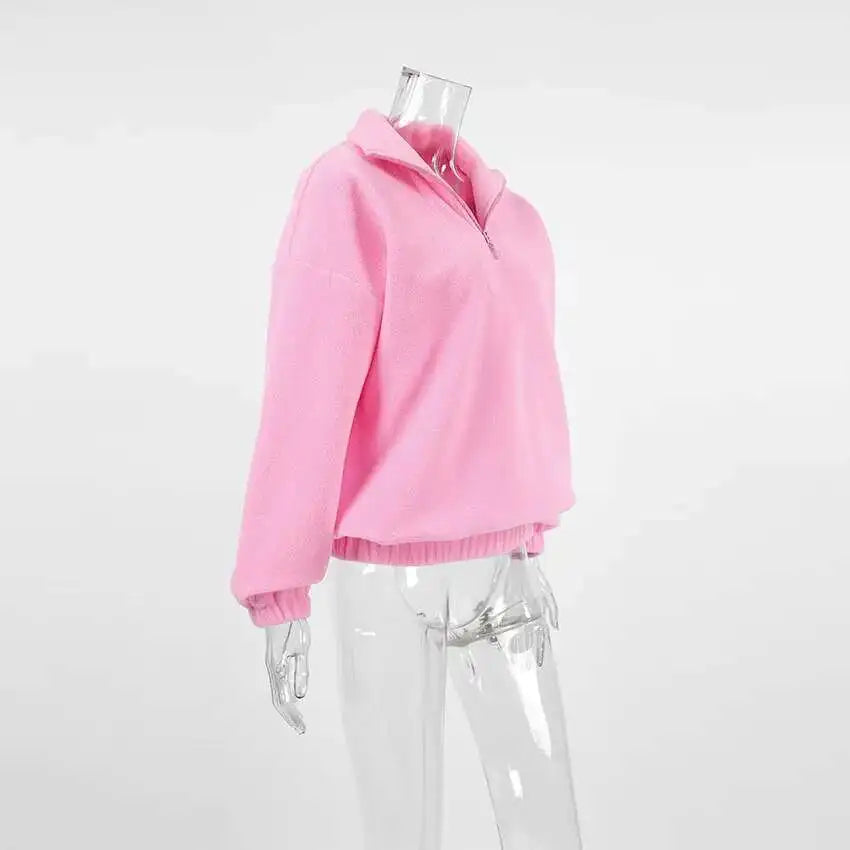 UCXQ Fashion Pullover Sweatshirt European Style Solid Color Long Sleeve All Match Loose Casual Top Women 2025 Spring Autumn 1497