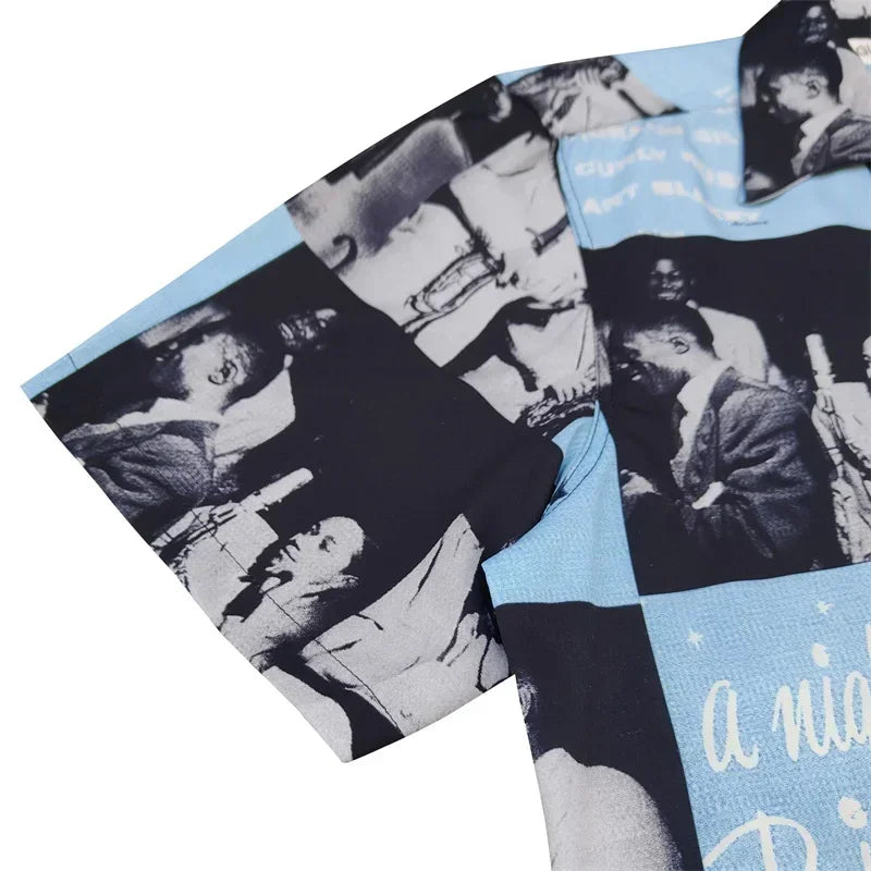 Summer Blue Letters Embroidery WACKO MARIA Shirts Men Women Graphics Print Hawaiian Short Sleeve Tee Casual Fashion Beach Shirt