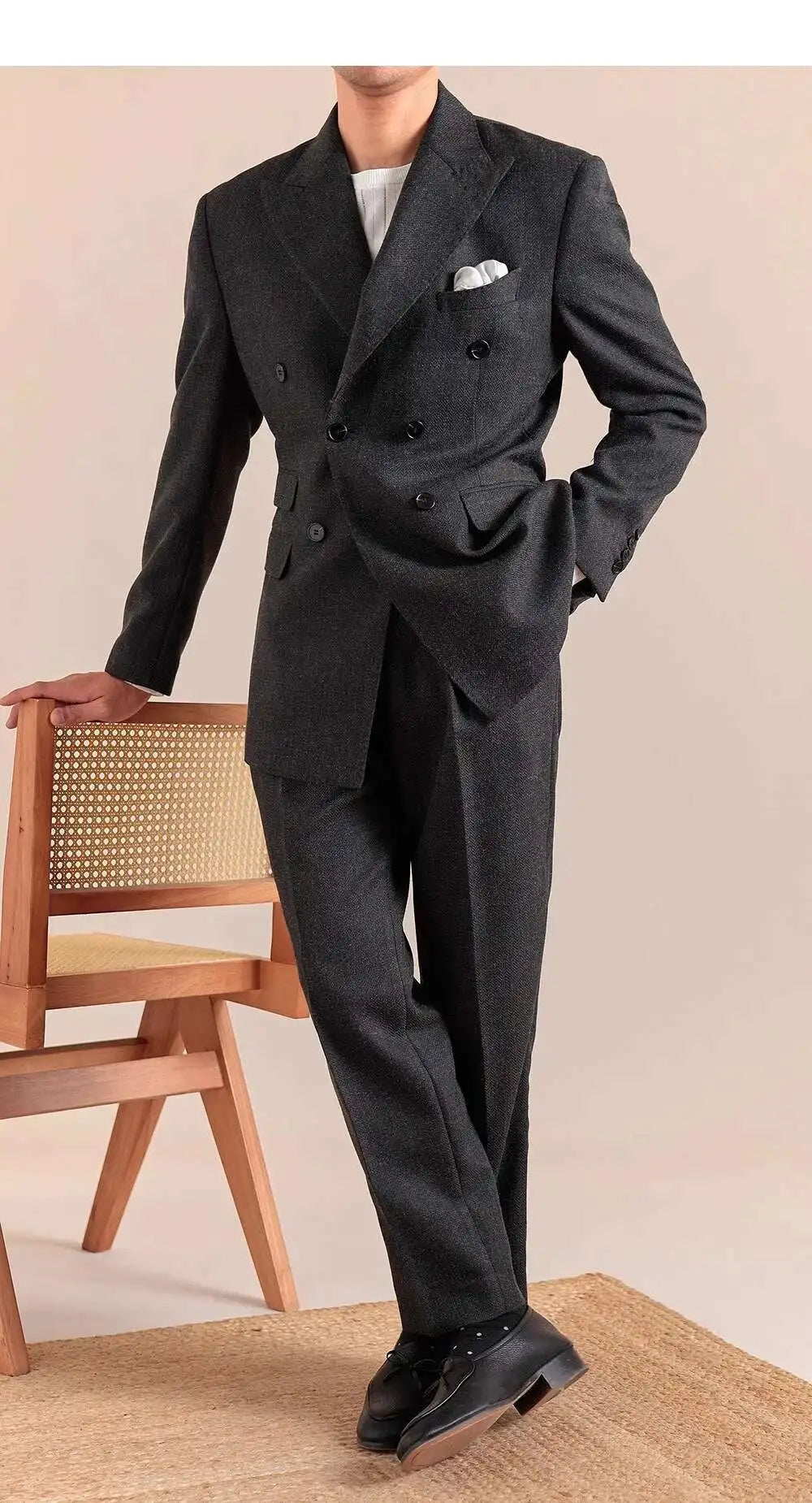 2025 Spring British Style Men Blazers Double Breasted Casual Suit Jacket Wedding Business Coat Social Banquet Tuxedo Costume