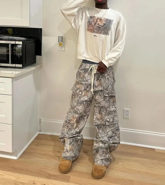 Multi-Pocket Camouflage Loose Straight Leg Wide Leg Pants Hip Hop Trend Casual Pants Harajuku Style Y2k Pants Streetwear
