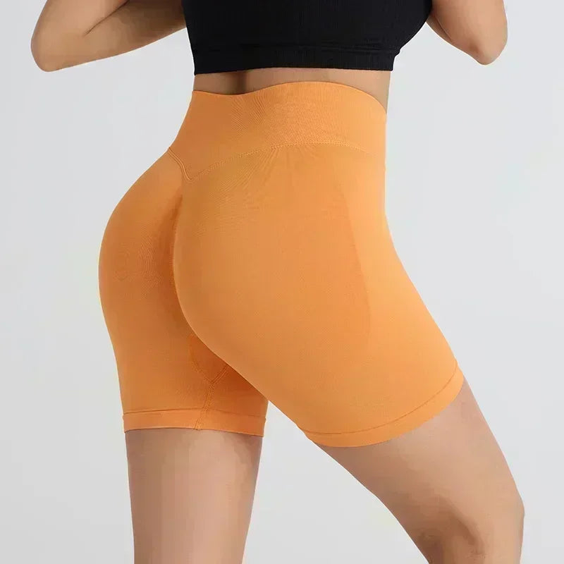 Impact Shorts Low Ribbed Waist Band Women Scrunch Bum Gym Shorts Seamless Yoga Shorts Workout Biker Short Stretch Fitness Short