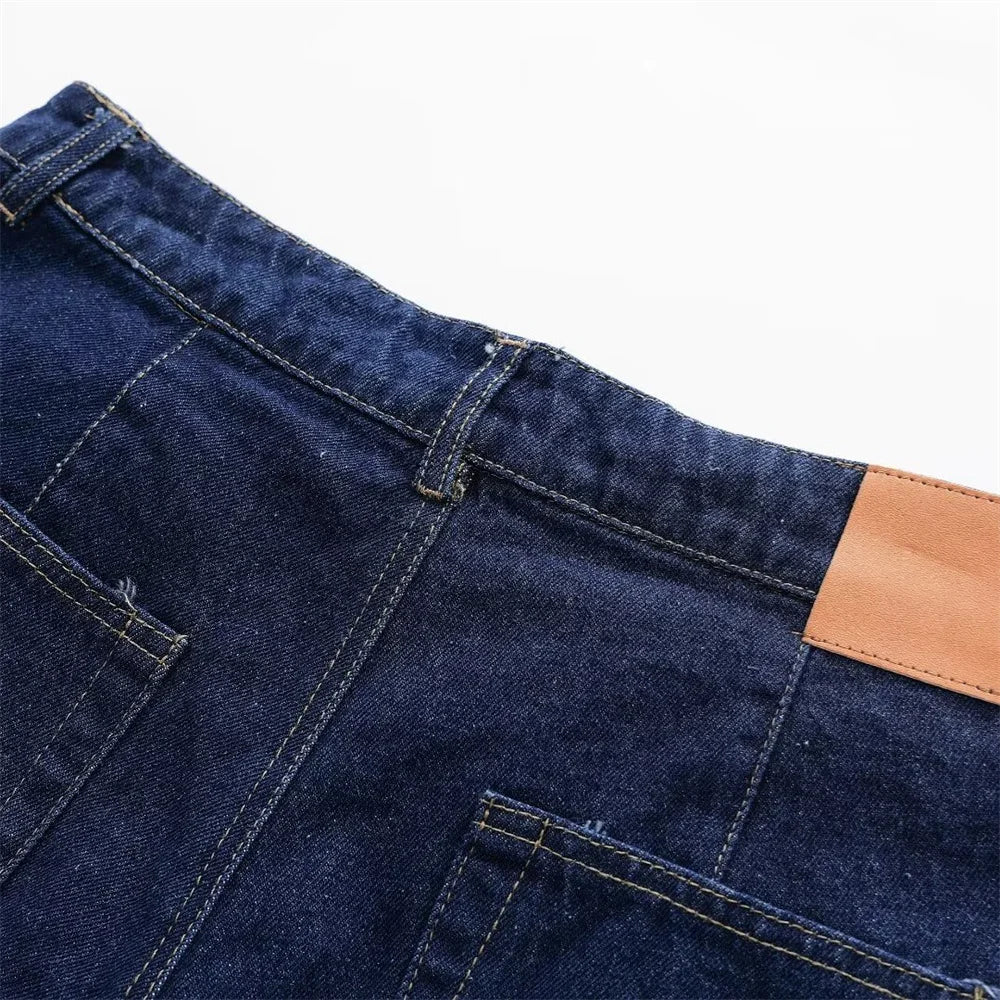2024ZAR * Spring/Summer New Women's American Retro Versatile, Small and Popular, Western Design, Button Decorated Jeans Skirt