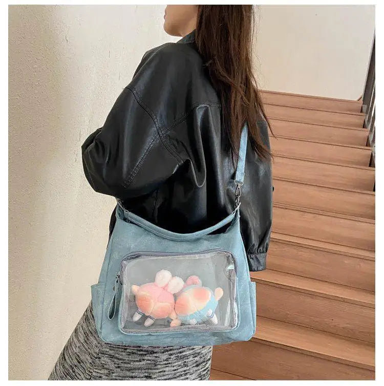 MBTI Casual Ita Bag for Women Fashion Aesthetic Y2k Large Capacity Shoulder Bag Transparent Daily Advanced Harajuku New Handbag