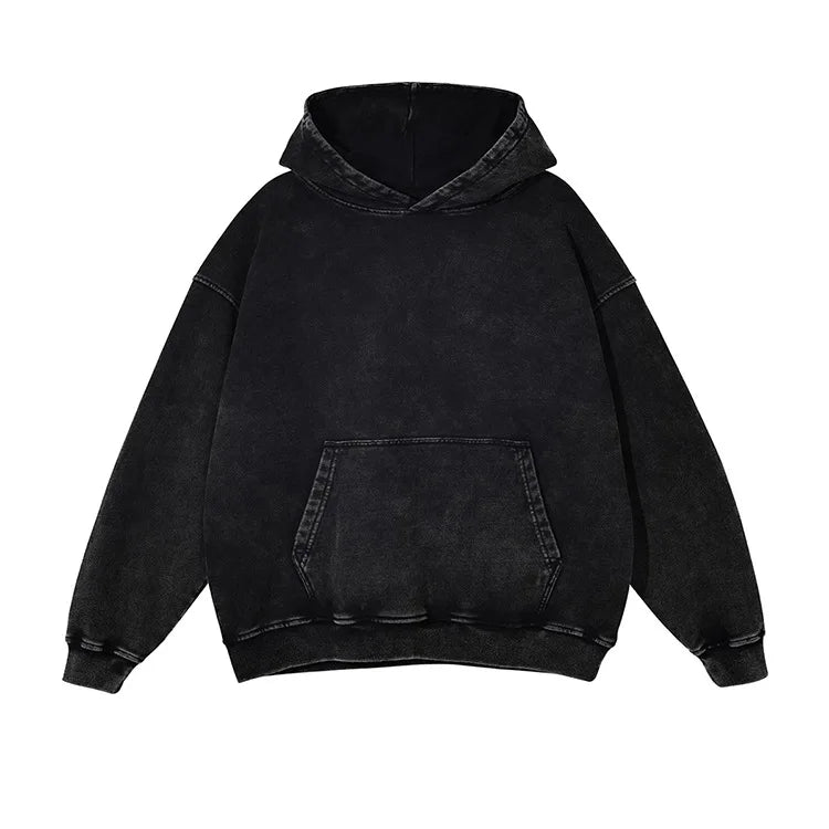A50 Distressed Thin Hooded Sweatshirt 350g Pure Cotton Hua Cotton Composite Milk Silk Washing Distressed Fashion Sweatshirt