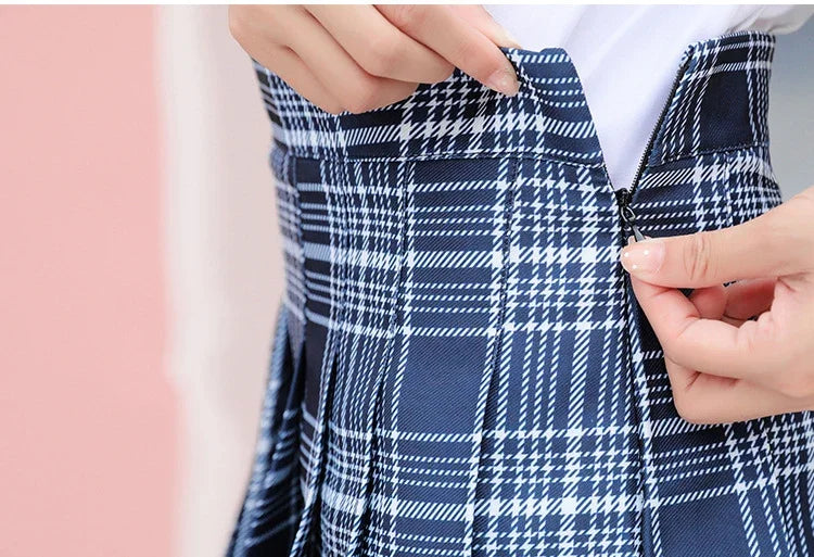 HELIAR Women Plaid Sweet Pleated Skirts Preppy Style A-line High Waist Mini Skirts Harajuku Slim Sexy Skirts Summer Spring
