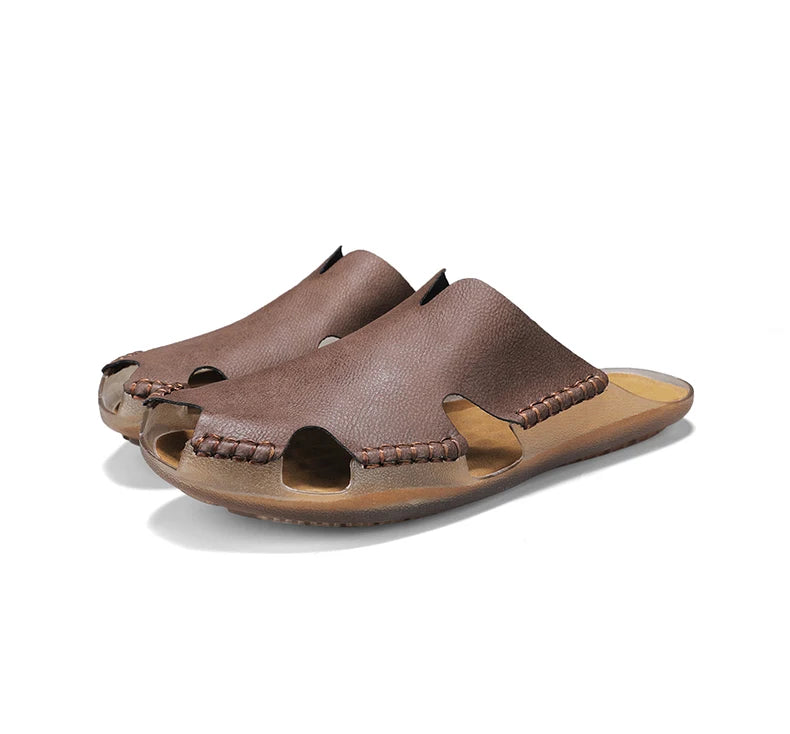 Large Men's Summer Leather Sandals Slippers Soft Sandals Men's Roman Comfortable Outdoor Walking Shoes 38-48