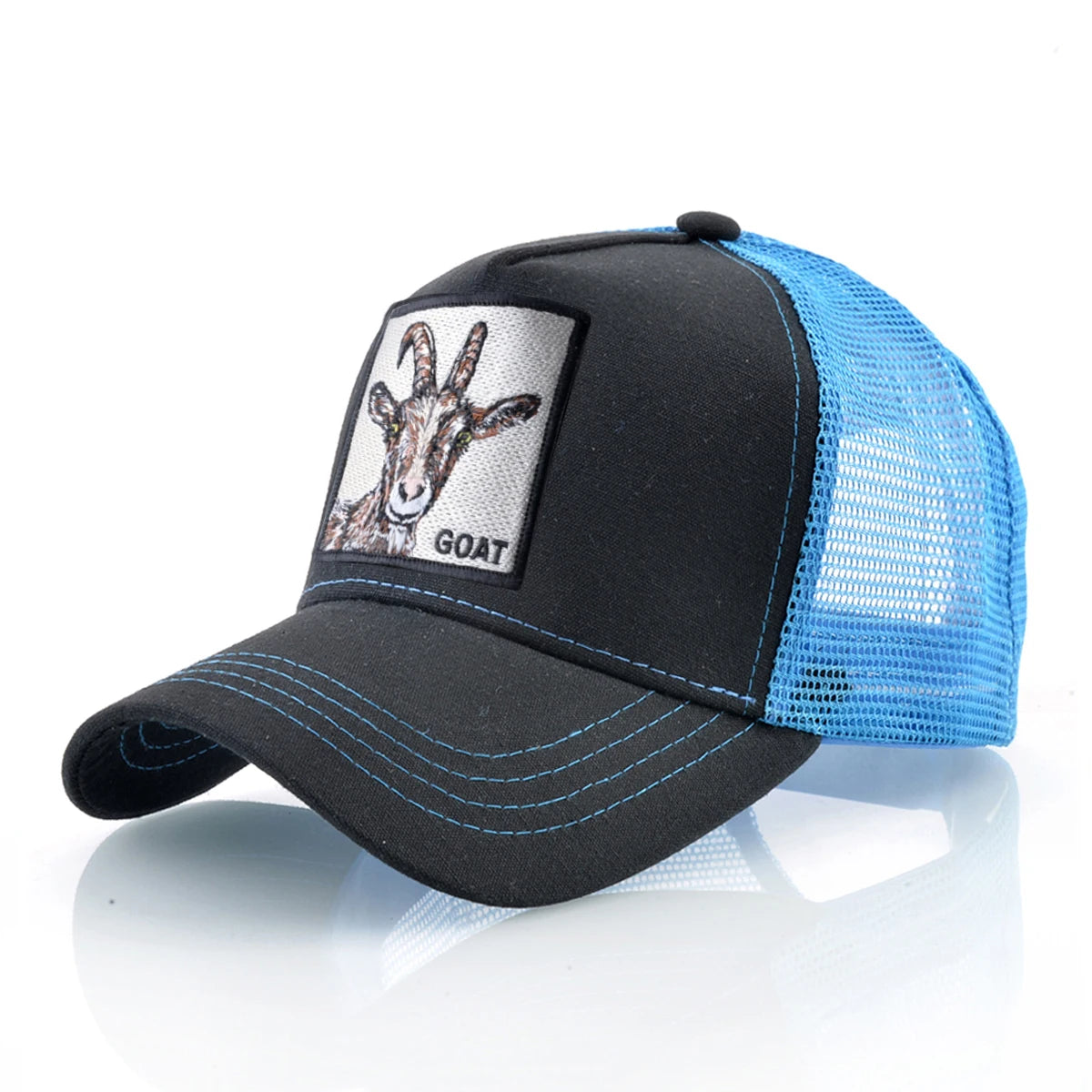 Fashion Trucker Caps With Embroidery Goat Patch Four Seasons Snapback Baseball Cap For Men Women Adjustable Visor Hat