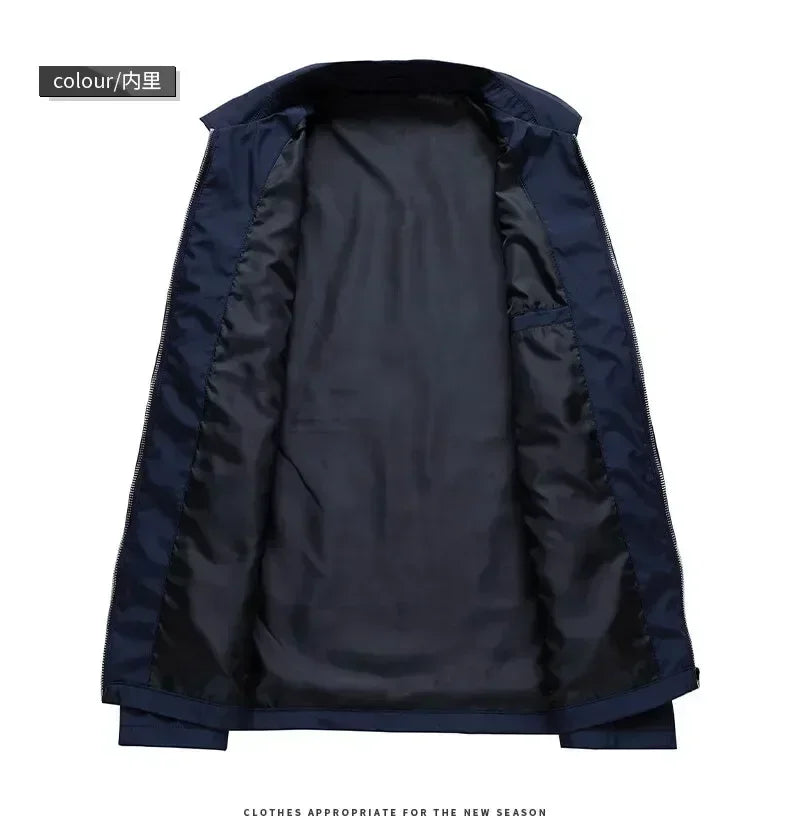 Business Casual Jacket Dad Outer Suit Coat New Men's Middle-aged and Elderly Stand-up Collar Plus Size Spring and Autumn