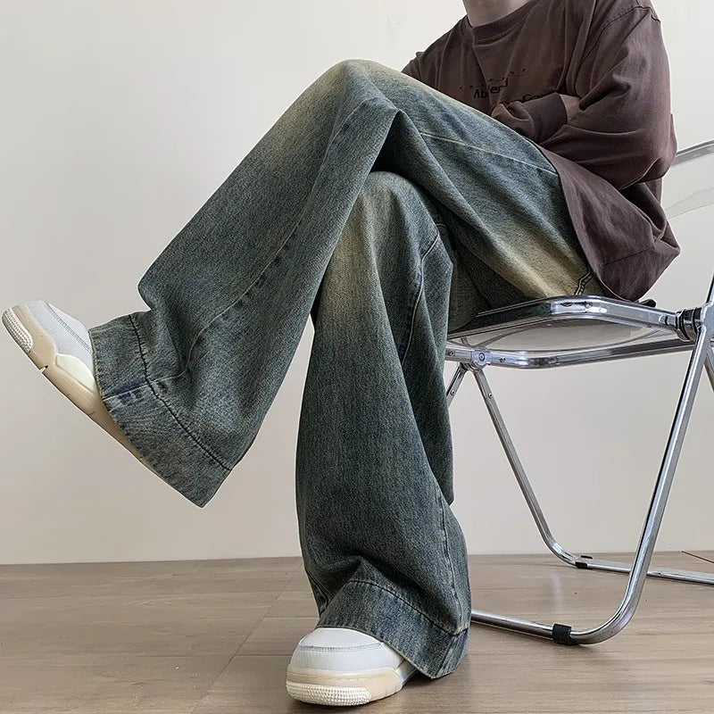 Jeans men Casual Baggy Straight Distressed Vintage Jean Pants Wide-leg Denim Trousers Male Oversize Streetwear Fashion