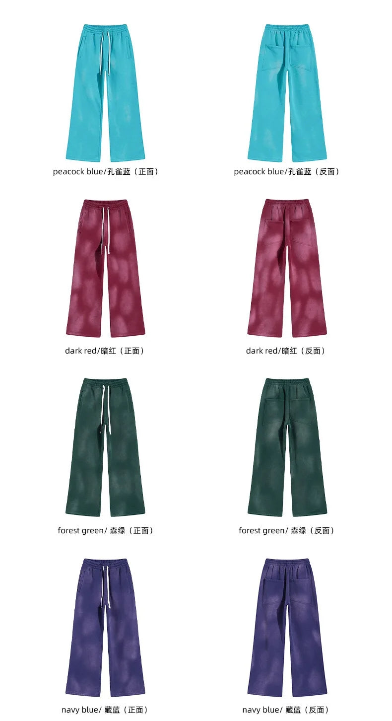 Autumn and winter 2024 new splash ink white spray-dyed loose plus velvet joggers