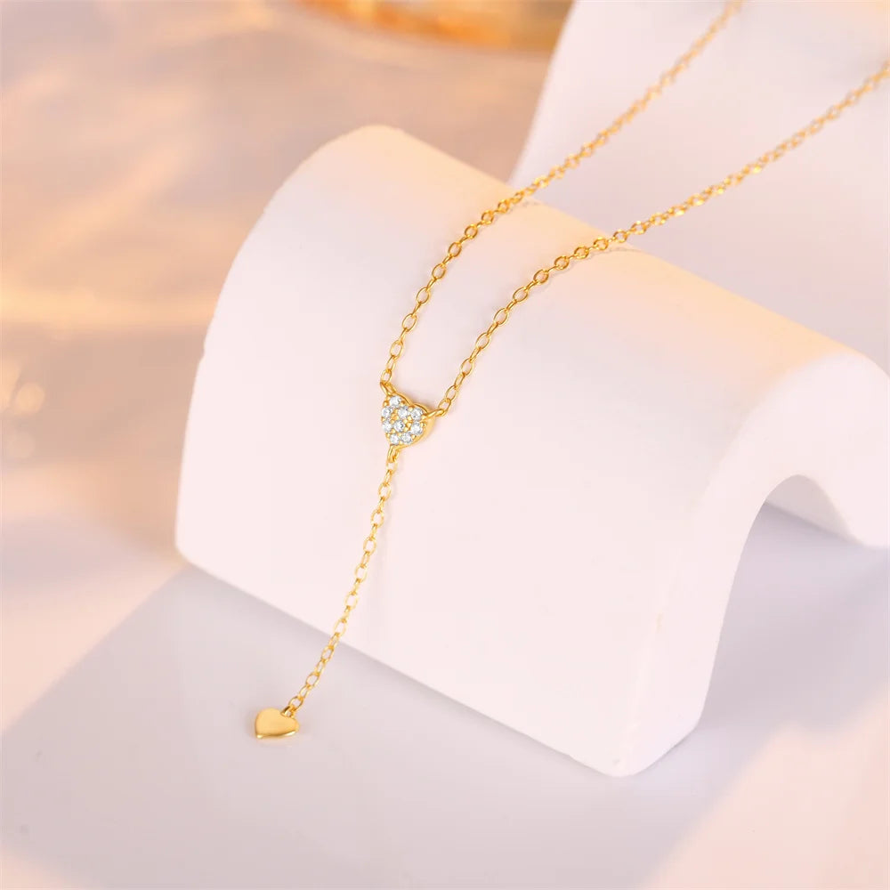 AIDE 925 Sterling Silver Personalized Snake Chain Adjustable Y Necklace Clavicle Pendant Chokers Necklace Women's Holiday Gifts