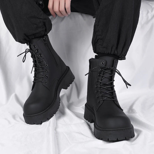 Luxury Brand Boots Chelsea Men's Boots Leather Men Designer Boots Fashion Casual Business Black Boots Thick Soled Mid Top Boots