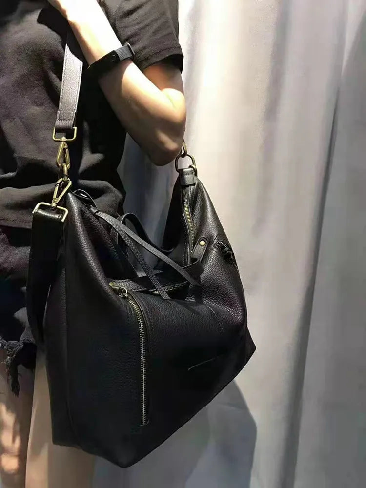 Women Handbags Genuine Leather Bags 2023 New Casual Big Capacity Lady Shoulder Crossbody Purse High Quality Soft Skin Ladies Bag