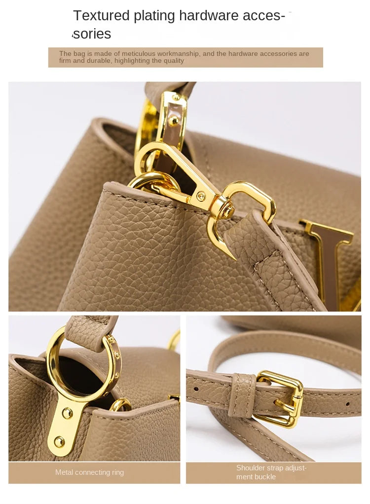 New Summer Versatile Women's Bag High-end Sense Exquisite Handbag Soft Leather Crossbody Commuter Bags Luxury Fashion