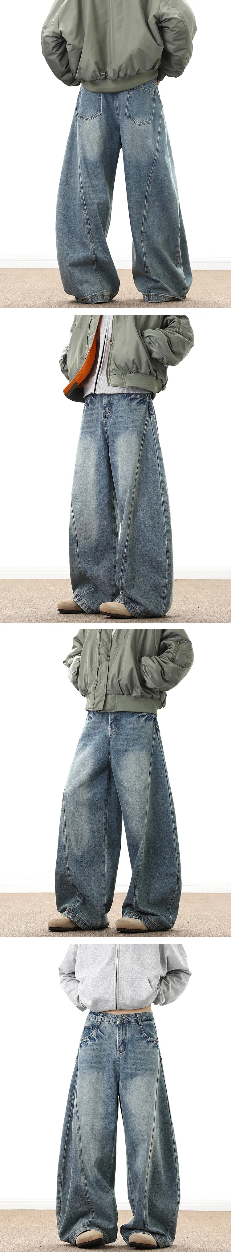 Men 2025 New Trendy Wide Leg Loose Fit Jeans Casual Streetwear Relaxed Baggy Denim Pant Fashion Design Mens Trousers Hot Selling