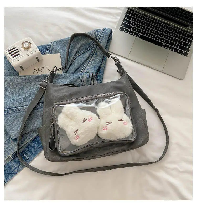 MBTI Casual Ita Bag for Women Fashion Aesthetic Y2k Large Capacity Shoulder Bag Transparent Daily Advanced Harajuku New Handbag