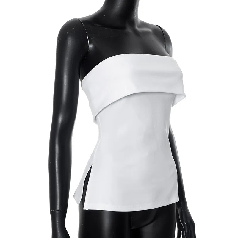 Solid Tube Tops For Women Strapless Bra Turndown Slash Neck Lenceria Femenina Backless Bralette Femme Split Bandeau Top Sexy