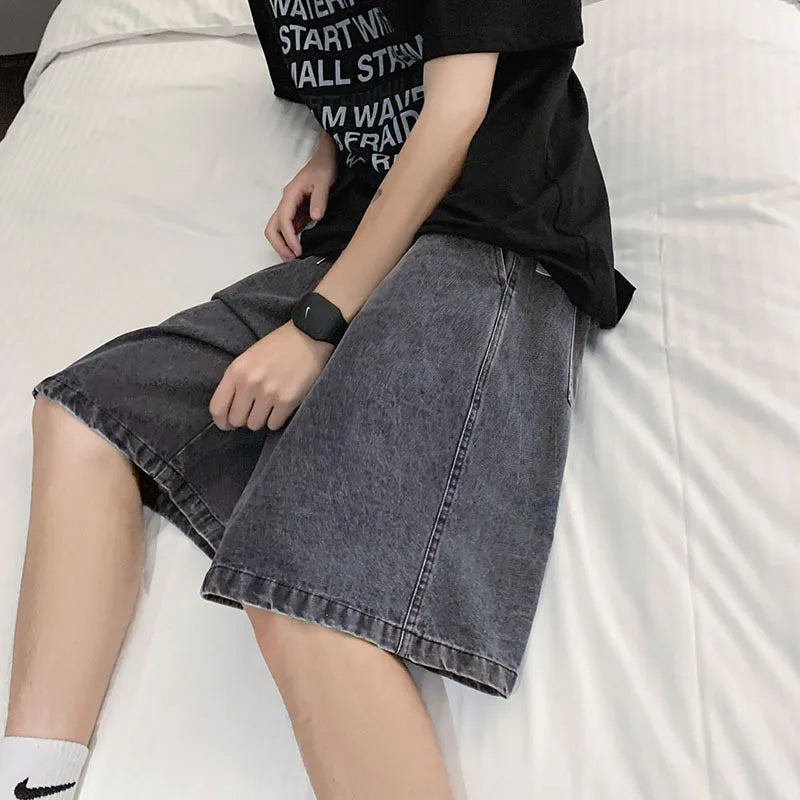 2025 NewRetro style loose jeans Y2k streetwear hip-hop casual fashion men's jeans loose straight cut shorts men