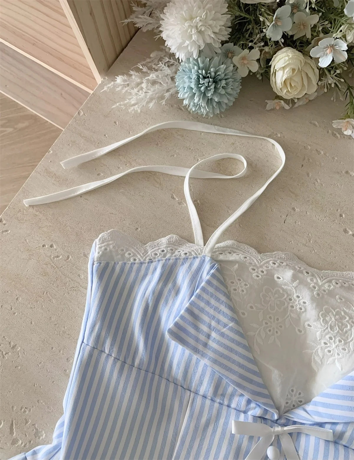 2025 Summer Ballet Core Mori Girl Lace Cami Dress Striped A-line Frock Party Shoujo One-Piece Patchwork Design Korean Fashion