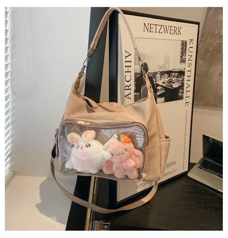 MBTI Casual Ita Bag for Women Fashion Aesthetic Y2k Large Capacity Shoulder Bag Transparent Daily Advanced Harajuku New Handbag