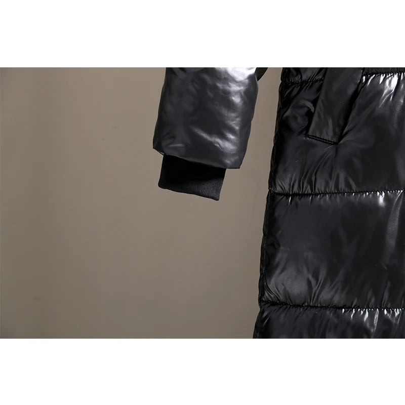 Fashion Black Long Parka Plus Size 3XL Men's Jacket 2023 Hooded Winter Jacket Coat Men Glossy Windproof Warm Outwear Streetwear