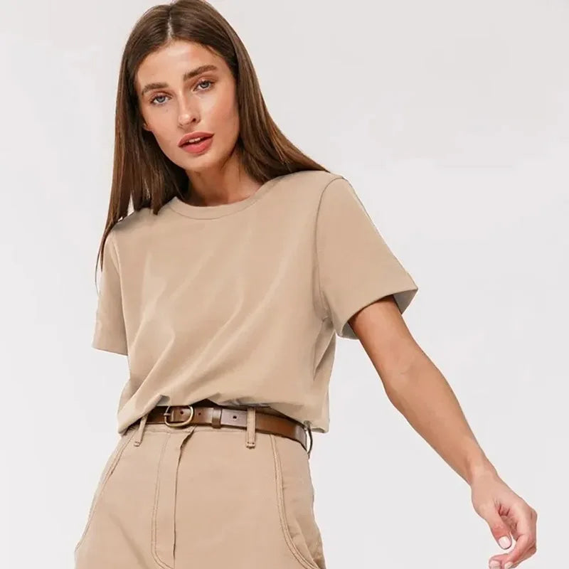 3XL 4XL 100% Cotton Women s T shirt Oversized Casual Solid Tees Short Sleeve Summer Top Plain Streetwear Quality Basic Clothing