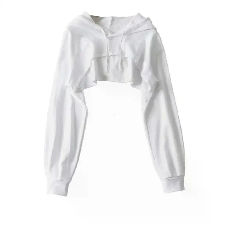 Hoodie Female Hoodie Personality Irregular Crop Ultra Short Style Long Sleeve Top Female Drop Shipping Sweatshirt Y2k Clothes