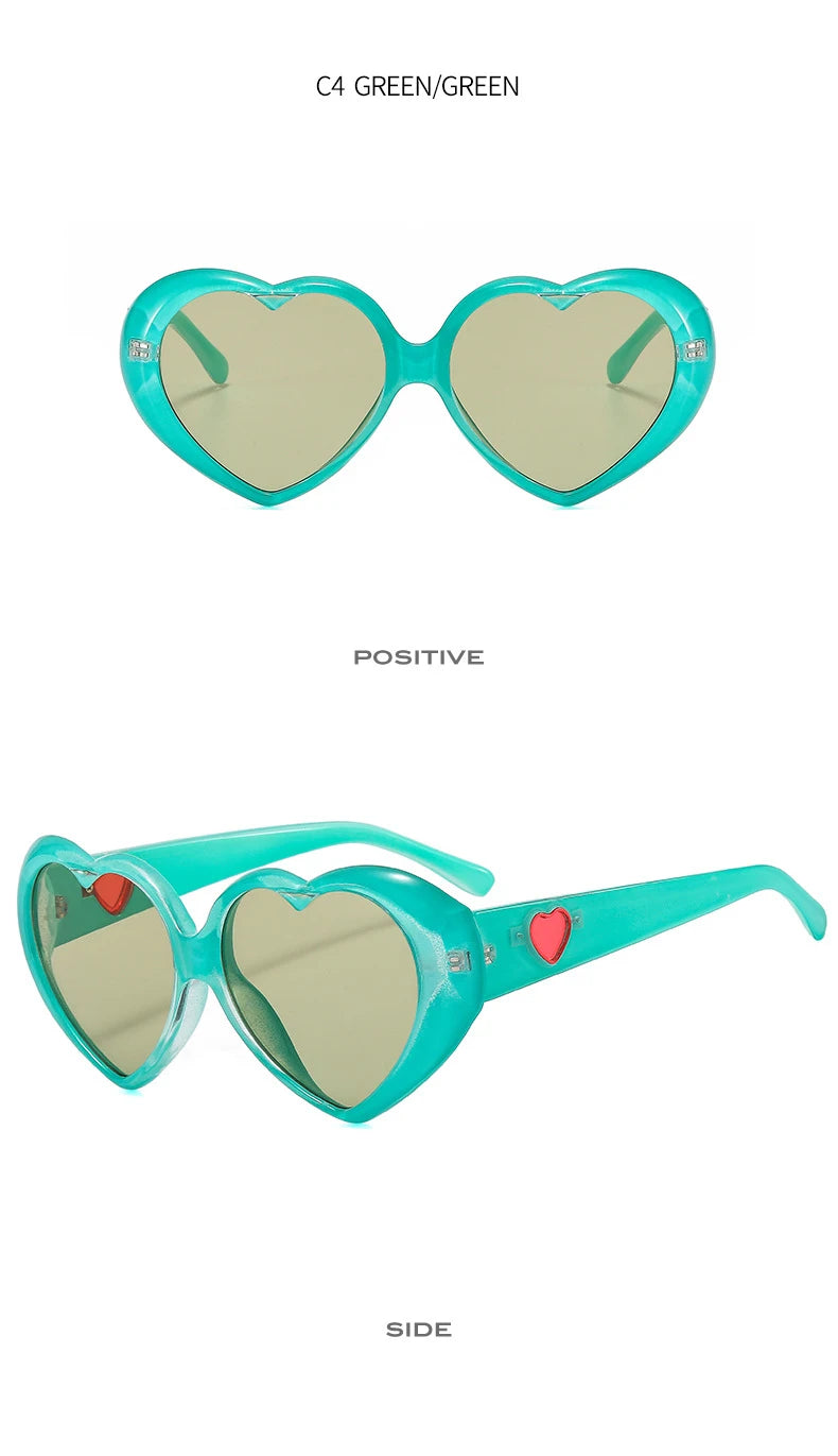 Fashion Ladies Oversized Frame Eyewear New Love Shape Iridescent Shade Luxury Designer Women's Heart Gradient Sunglasses Women