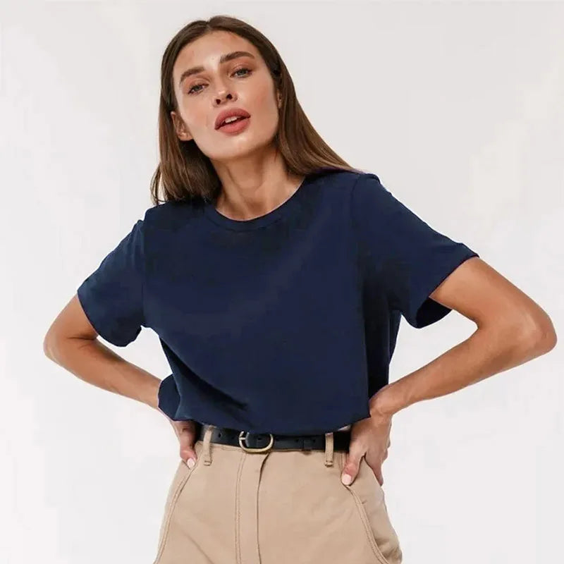3XL 4XL 100% Cotton Women s T shirt Oversized Casual Solid Tees Short Sleeve Summer Top Plain Streetwear Quality Basic Clothing