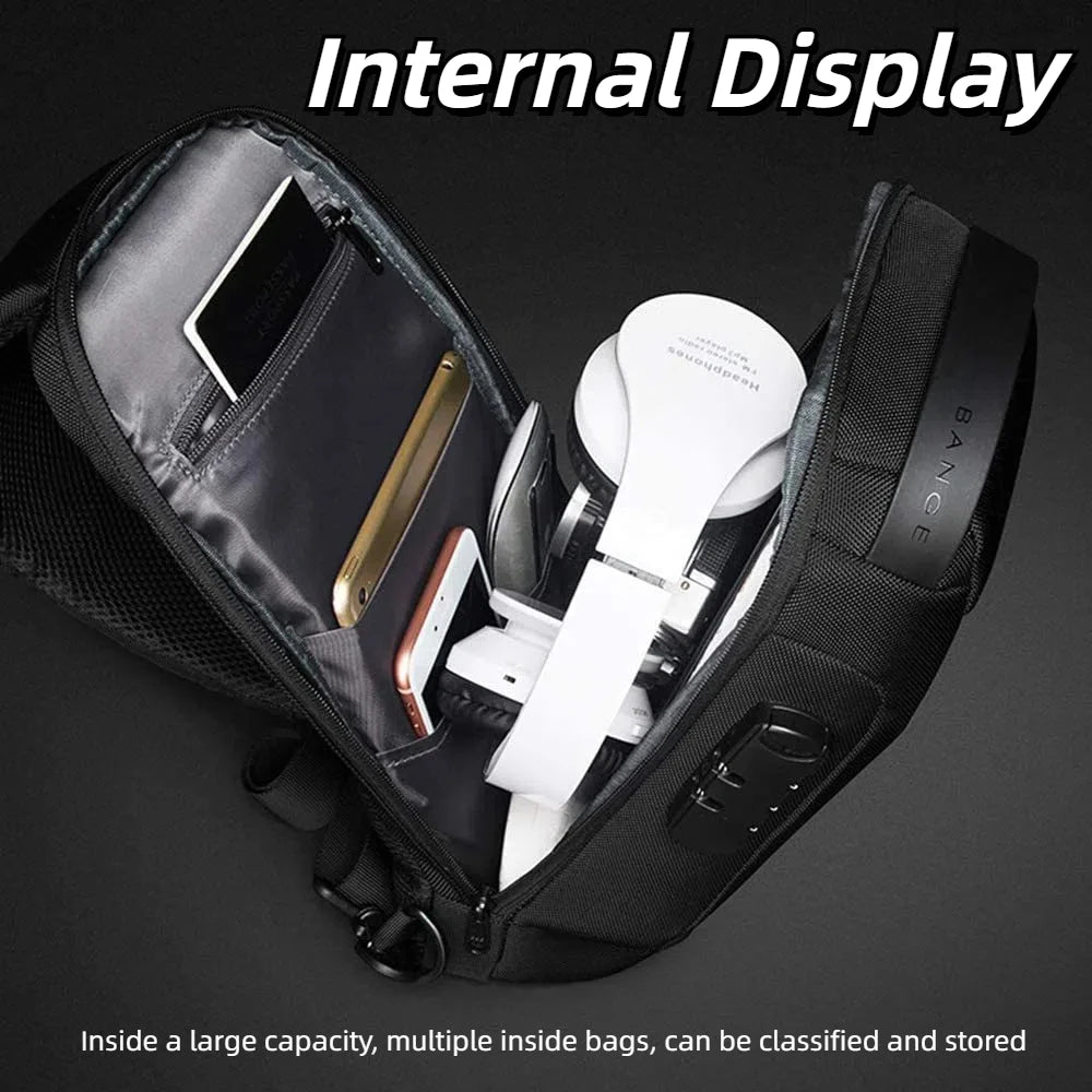Waterproof Anti -Theft Password Lock Cross -Men Bag Oxford Cloth Sports Oblique Back Shoulder Bag Business Small Crossbody Bag