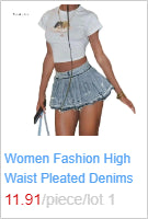Women Summer High Waist A-Line Mini Cake Jeans Skirt Vintage Washed Pleated Ruffles Layered Tiered Casual Slim Denim Streetwear