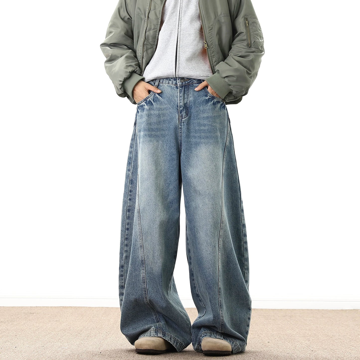 Men 2025 New Trendy Wide Leg Loose Fit Jeans Casual Streetwear Relaxed Baggy Denim Pant Fashion Design Mens Trousers Hot Selling