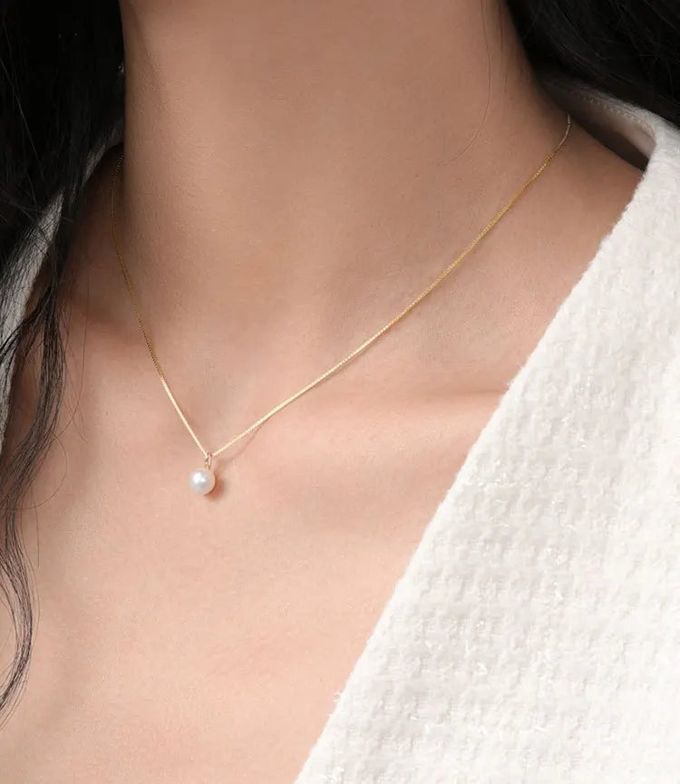 925 Sterling Silver Light Luxury 18k Gold Plating Shell Imitation Pearl Pendant Necklace Women Fashion Clavicle Chain Jewelry
