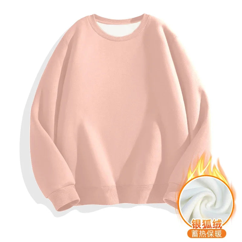 LEGIBLE 2025 Autumn Winter Woman's Hoodies Oversize Female Loose Solid Thicken Fleece Warm Women Sweatshirts Lady