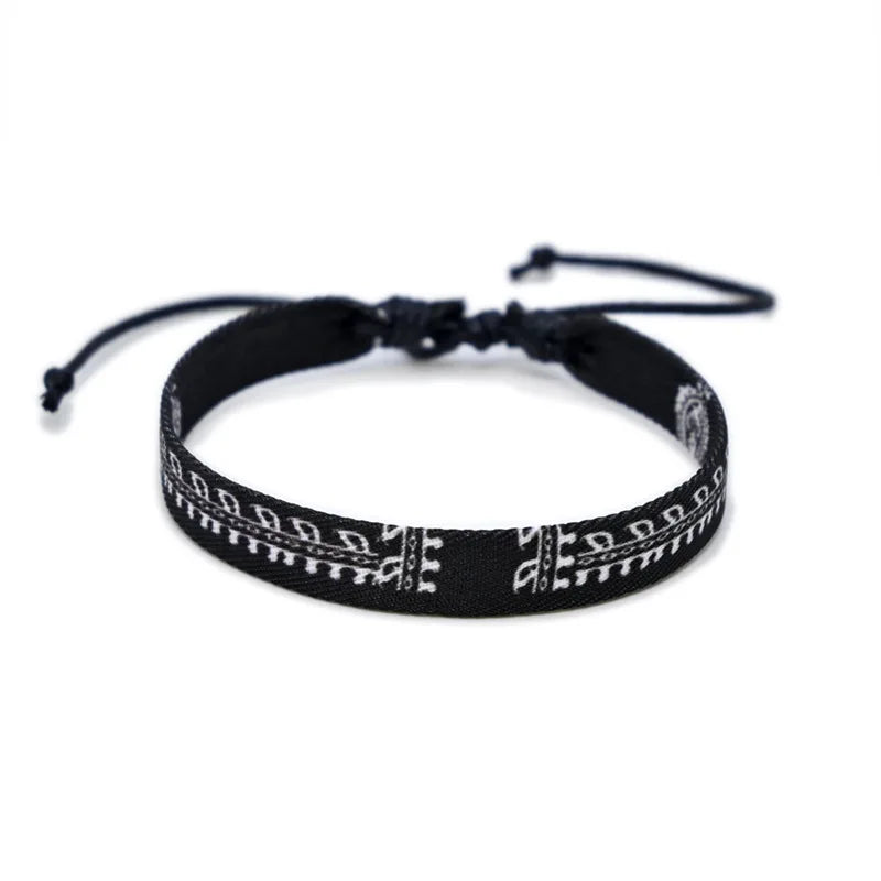 Meetvii Arabic Scarf Style Woven Bracelet for Women Men Handmade Ethnic Wave Dot Colored Ribbon Bracelets Jewelry