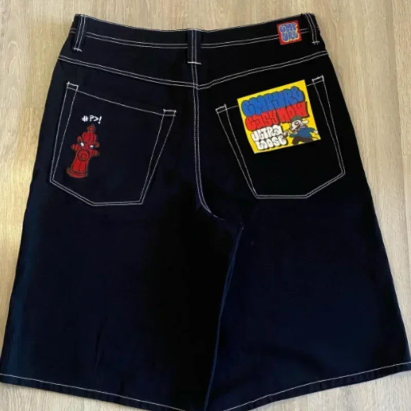 90s American Straight Pants Men and Women Universal Jeans Street Fashion Versatile Shorts Personalized Harajuku Hip hop Clothing