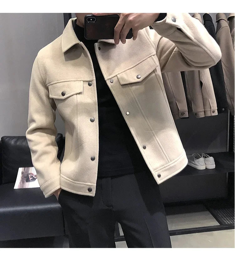 Korean Style Men's Slim Fit Jacket New Arrival Fall Winter Thickened Work Casual Trendy Brand Top For Leisure And Socializing