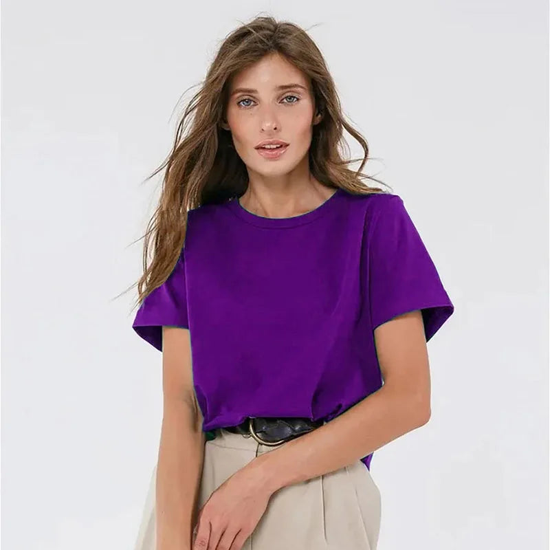 3XL 4XL 100% Cotton Women s T shirt Oversized Casual Solid Tees Short Sleeve Summer Top Plain Streetwear Quality Basic Clothing