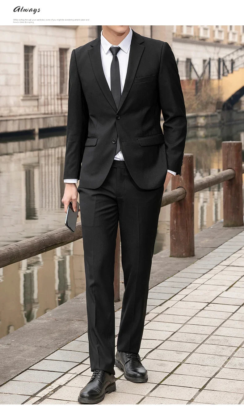 New (Blazer+ Vest + Pants) Fashion Business Men's Professional Dress Solid Color Trend Casual Gentleman Slim Groom Suit M-6XL