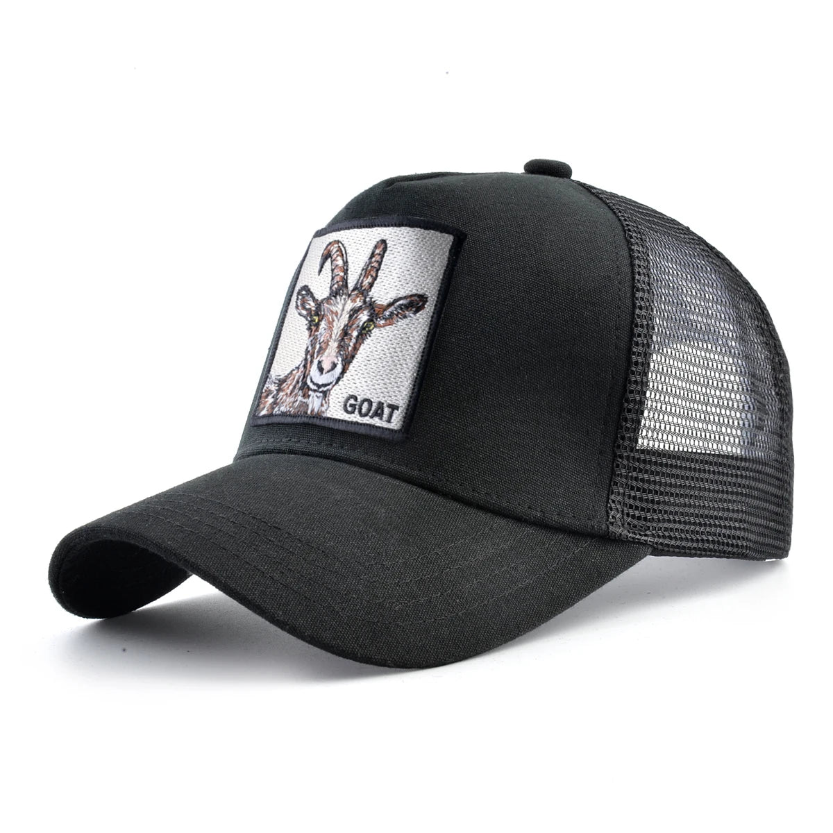 Fashion Trucker Caps With Embroidery Goat Patch Four Seasons Snapback Baseball Cap For Men Women Adjustable Visor Hat