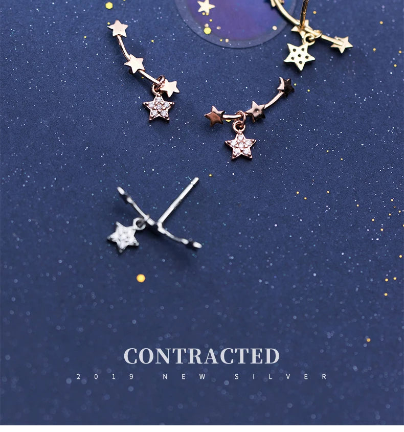 Modian Stackable Twinkle Star Sterling Silver 925 Stud Earrings for Women Fashion 3 Color Simple Ear Pin Fine Jewelry 2020 New