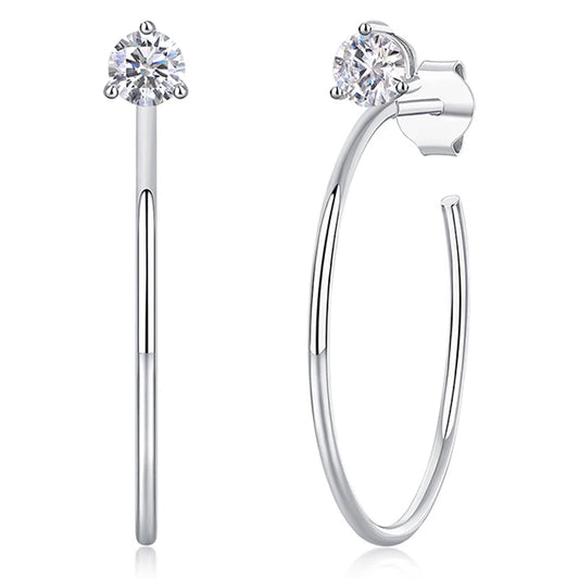 TFGLBU Elegant 4mm Moissanite Hoop Earrings for Women Sparking Trendy 100% Solid 925 Silver Ear Wedding Jewelry Christmas Gift