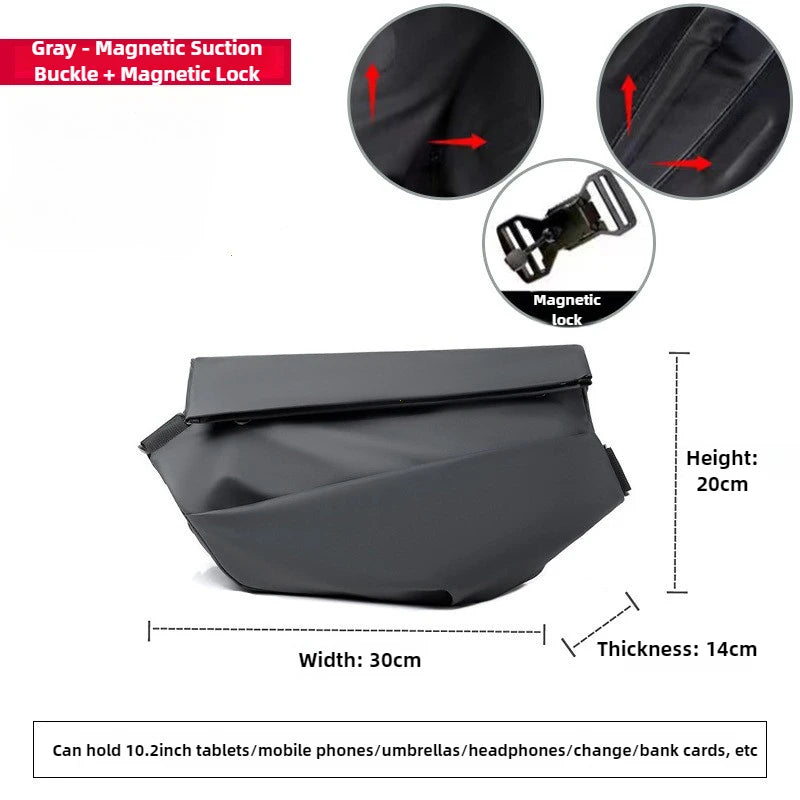 Premium Waterproof Magnetic Buckle Crossbody Bag Personality Fashion Men Messenger Bag Black Minimalist Shoulder Bags Men Bag