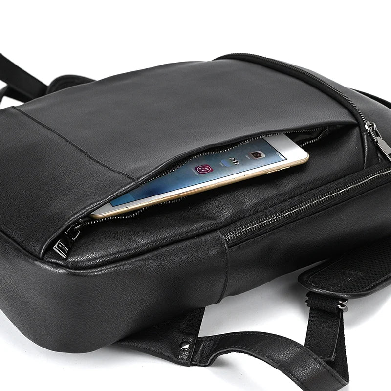 Vintage Travel Backpack leather double zipper bagpack male crazy horse leather backpack handmade leather travel bag men bag